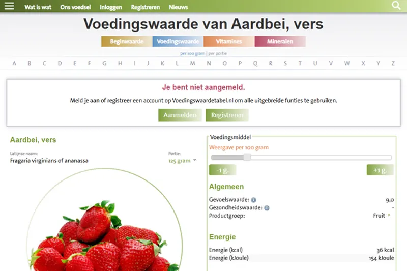 Project Voedingswaardetabel